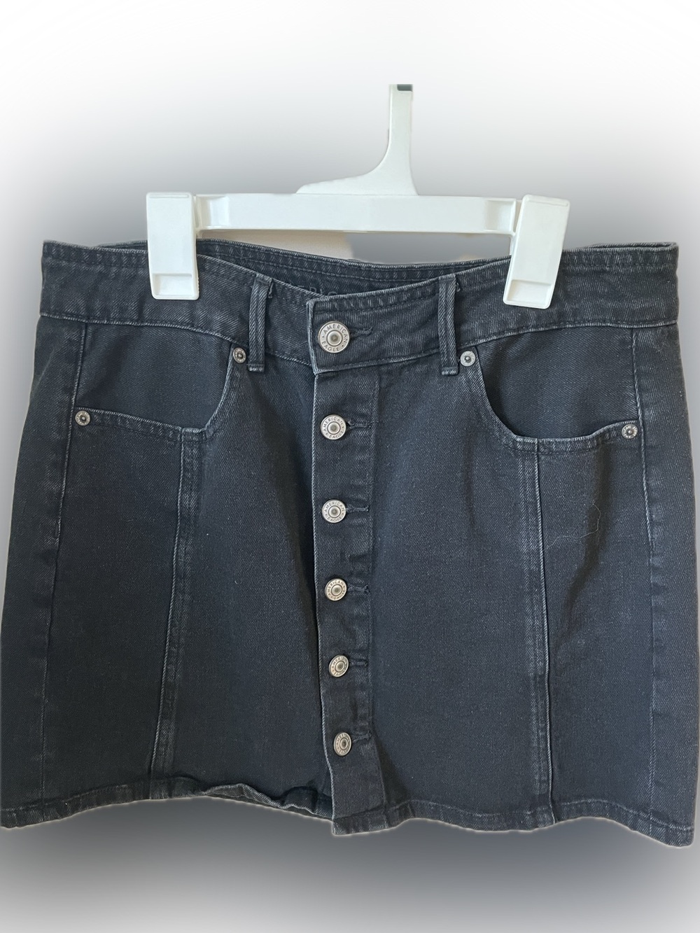 American Eagle Outfitters | Black Button-Front Denim Mini Skirt